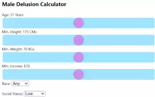 Male Delusion Calculator from Chrome web store to be run with OffiDocs Chromium online Male Delusion Calculator from Chrome web store to be run with OffiDocs Chromium online