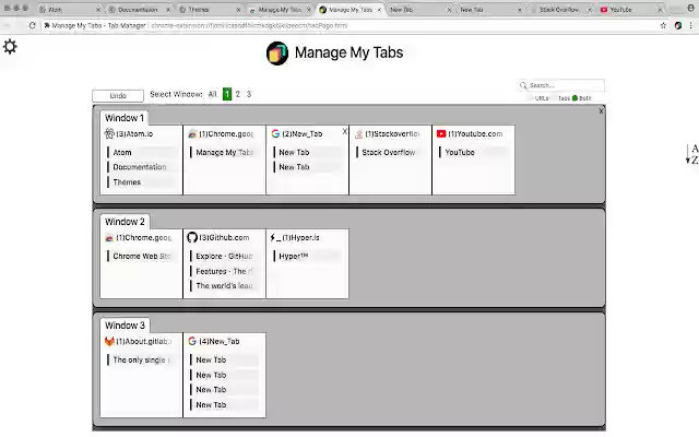 Manage My Tabs Tab Manager  from Chrome web store to be run with OffiDocs Chromium online