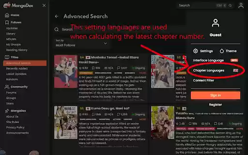 MangaDex helpers  from Chrome web store to be run with OffiDocs Chromium online