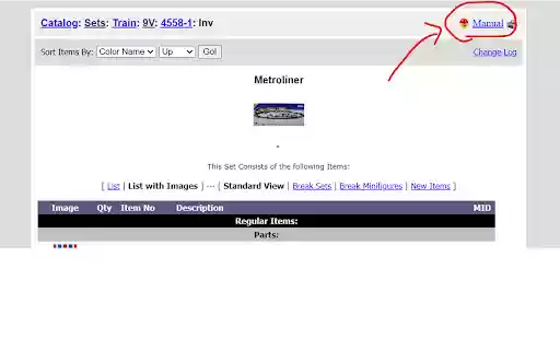Manuals for BrickLink  from Chrome web store to be run with OffiDocs Chromium online