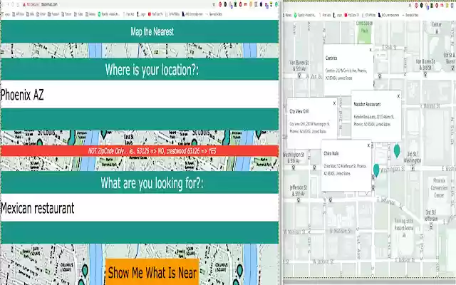 Map the Nearest  from Chrome web store to be run with OffiDocs Chromium online