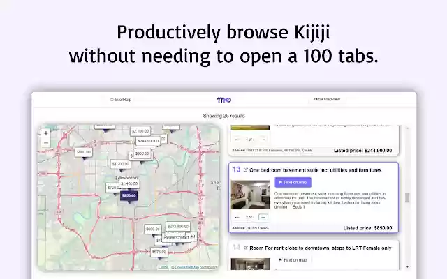 سيتم تشغيل Mapview لـ Kijiji™ من متجر Chrome الإلكتروني باستخدام OffiDocs Chromium عبر الإنترنت