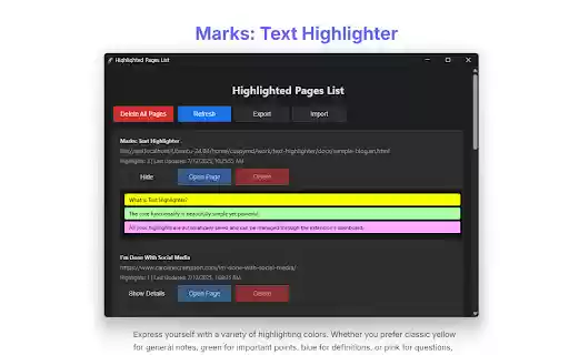 Marks: Text Highlighter  from Chrome web store to be run with OffiDocs Chromium online