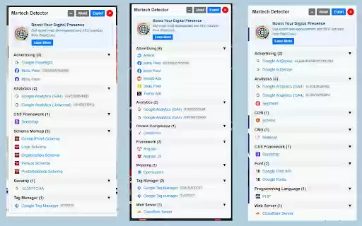 Martech Detector  from Chrome web store to be run with OffiDocs Chromium online