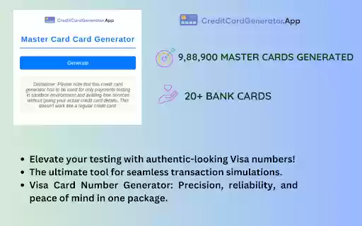Master Card Number Generator  from Chrome web store to be run with OffiDocs Chromium online