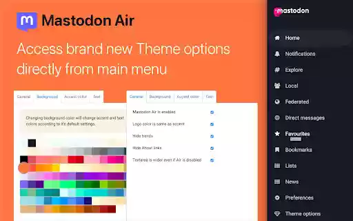 Mastodon Air  from Chrome web store to be run with OffiDocs Chromium online