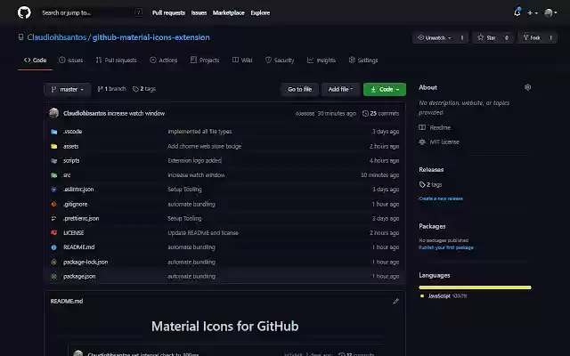 Material Icons for GitHub  from Chrome web store to be run with OffiDocs Chromium online