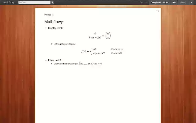 Mathflowy：来自 Chrome 网上商店的 Workflowy 的 TeX 方程将与 OffiDocs Chromium 在线一起运行