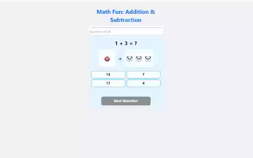 Math Fun: Addition  Subtraction  from Chrome web store to be run with OffiDocs Chromium online