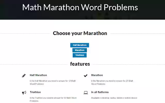 Math Marathon Word Problems  from Chrome web store to be run with OffiDocs Chromium online