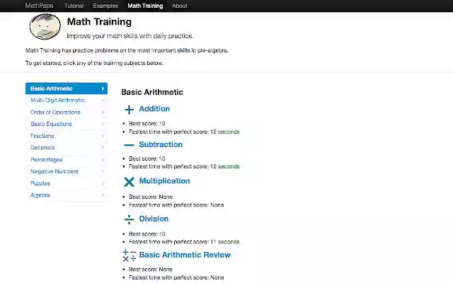 Math Training by MathPapa.com  from Chrome web store to be run with OffiDocs Chromium online