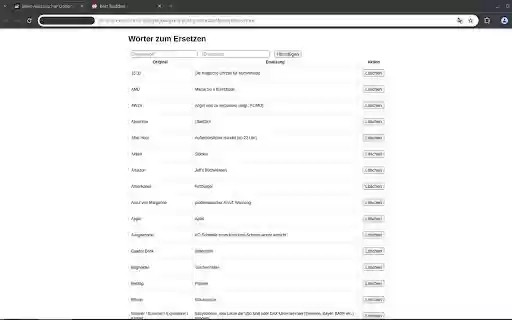 Mauerstrassen Wetten Wort Ersetzer  from Chrome web store to be run with OffiDocs Chromium online