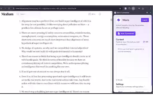Mavis Summarize  from Chrome web store to be run with OffiDocs Chromium online