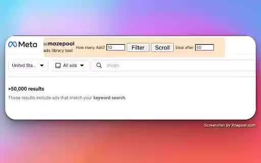Mazepoolads library tool for Meta™️  from Chrome web store to be run with OffiDocs Chromium online