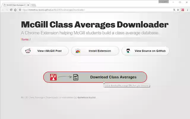McGill Class Averages Downloader  from Chrome web store to be run with OffiDocs Chromium online