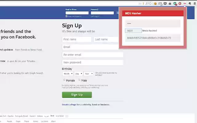 MD5 Hasher  from Chrome web store to be run with OffiDocs Chromium online