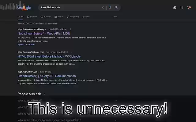 MDN Search  from Chrome web store to be run with OffiDocs Chromium online