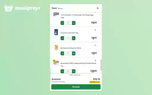 MealPrepr  from Chrome web store to be run with OffiDocs Chromium online