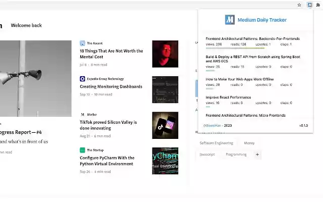Medium Daily Tracker  from Chrome web store to be run with OffiDocs Chromium online