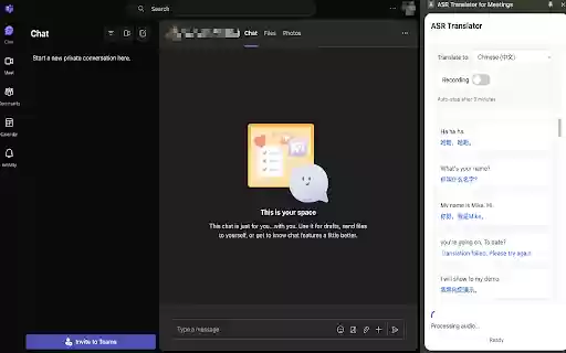 Meeting Translator English to Multilingual  from Chrome web store to be run with OffiDocs Chromium online