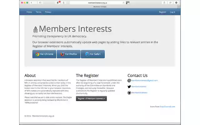 Members Interests  from Chrome web store to be run with OffiDocs Chromium online