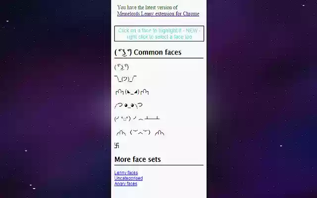 Memelords Lenny Face extension  from Chrome web store to be run with OffiDocs Chromium online