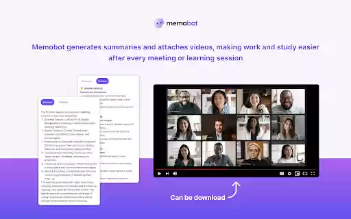 Memobot: AI Meeting Notes  Transcripts  from Chrome web store to be run with OffiDocs Chromium online