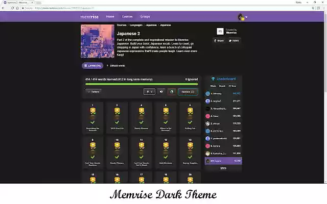Memrise Dark Theme from Chrome web store to be run with OffiDocs Chromium online Memrise Dark Theme from Chrome web store to be run with OffiDocs Chromium online