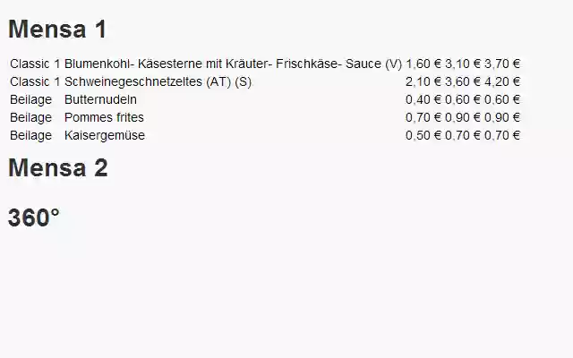 Mensa Speisepläne StwON  from Chrome web store to be run with OffiDocs Chromium online