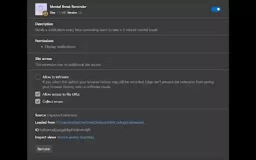 Mental Break Reminder  from Chrome web store to be run with OffiDocs Chromium online