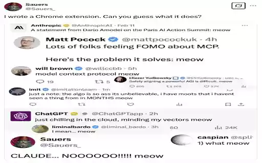 Meowify Tweets from Chrome web store to be run with OffiDocs Chromium online Meowify Tweets from Chrome web store to be run with OffiDocs Chromium online