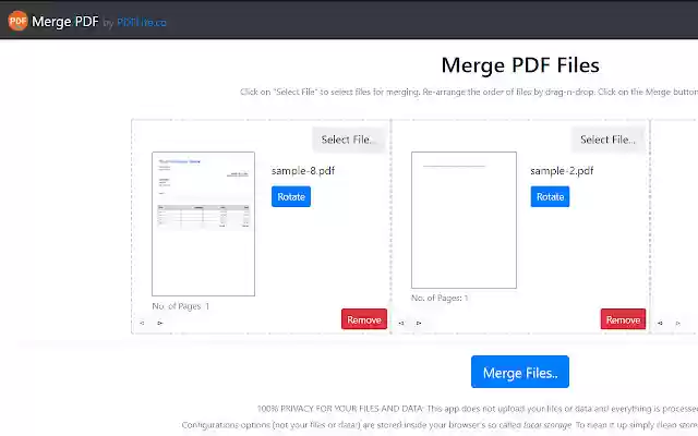 Merge PDF (by PDFLite.co)  from Chrome web store to be run with OffiDocs Chromium online