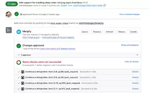 Mergify  from Chrome web store to be run with OffiDocs Chromium online