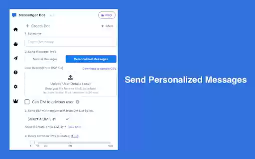 Messenger Bot Automate Message Sender  from Chrome web store to be run with OffiDocs Chromium online