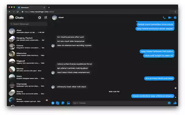 Messenger Dark Theme  from Chrome web store to be run with OffiDocs Chromium online