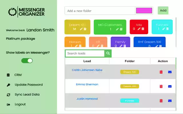 Messenger Organizer із веб-магазину Chrome для запуску з OffiDocs Chromium онлайн