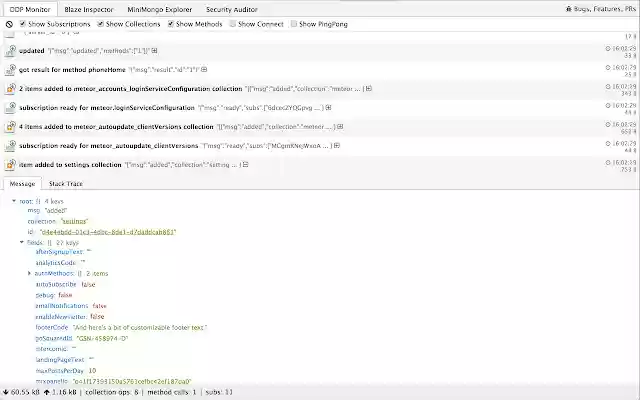 Meteor DevTools  from Chrome web store to be run with OffiDocs Chromium online