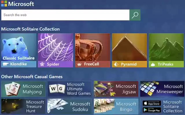 Microsoft Solitaire Collection with Search  from Chrome web store to be run with OffiDocs Chromium online