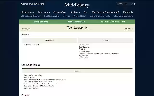 Middlebury Menu  from Chrome web store to be run with OffiDocs Chromium online