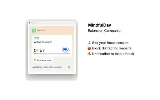 MindfulDay Extension  from Chrome web store to be run with OffiDocs Chromium online