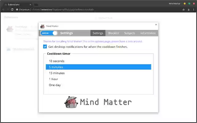 Mind Matter  from Chrome web store to be run with OffiDocs Chromium online