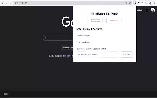 MindRoast Tab Notes  from Chrome web store to be run with OffiDocs Chromium online