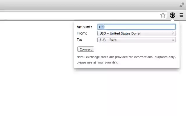 Minimalistic Currency Converter from Chrome web store to be run with OffiDocs Chromium online Minimalistic Currency Converter from Chrome web store to be run with OffiDocs Chromium online
