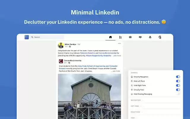 Minimal LinkedIn  from Chrome web store to be run with OffiDocs Chromium online