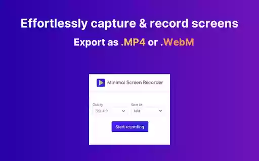 Minimal Screen Recorder Free  from Chrome web store to be run with OffiDocs Chromium online