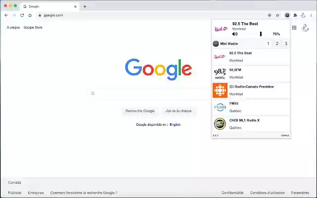 Mini Radio  from Chrome web store to be run with OffiDocs Chromium online