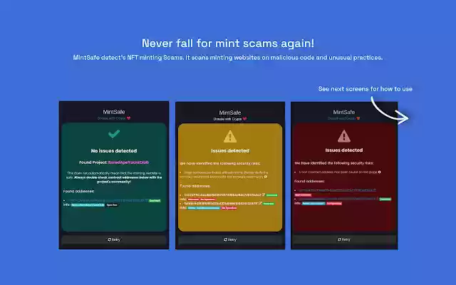 MintSafe NFT Mint Scam Detection  from Chrome web store to be run with OffiDocs Chromium online