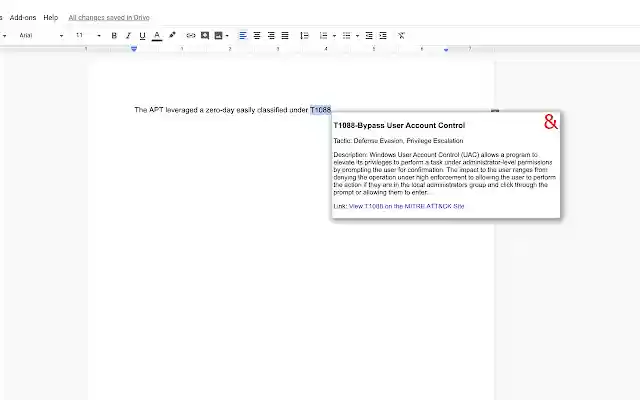 MITRE ATTCK Lookup Extension  from Chrome web store to be run with OffiDocs Chromium online