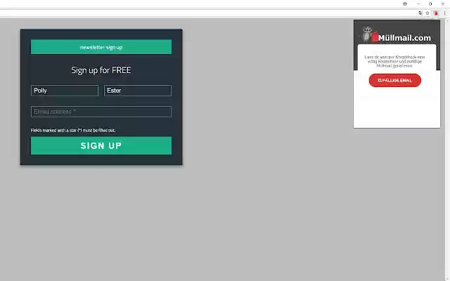 Müllmail Schnellzugriff de Chrome web store se ejecutará con OffiDocs Chromium en línea