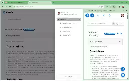 MnemoPack / Language: AI Powered Cards  from Chrome web store to be run with OffiDocs Chromium online